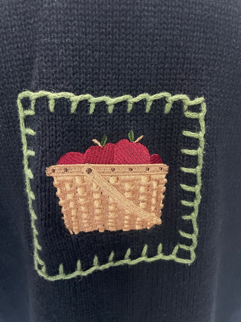 Bear & Apple Appliqué Knit Vest - Black with Red Accents - Picture 7 of 10